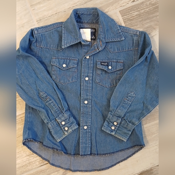 Wrangler Other - Wrangler Kids Western Denim Shirt – Size Small (5/6) – Pearl Snaps – Medium Wash